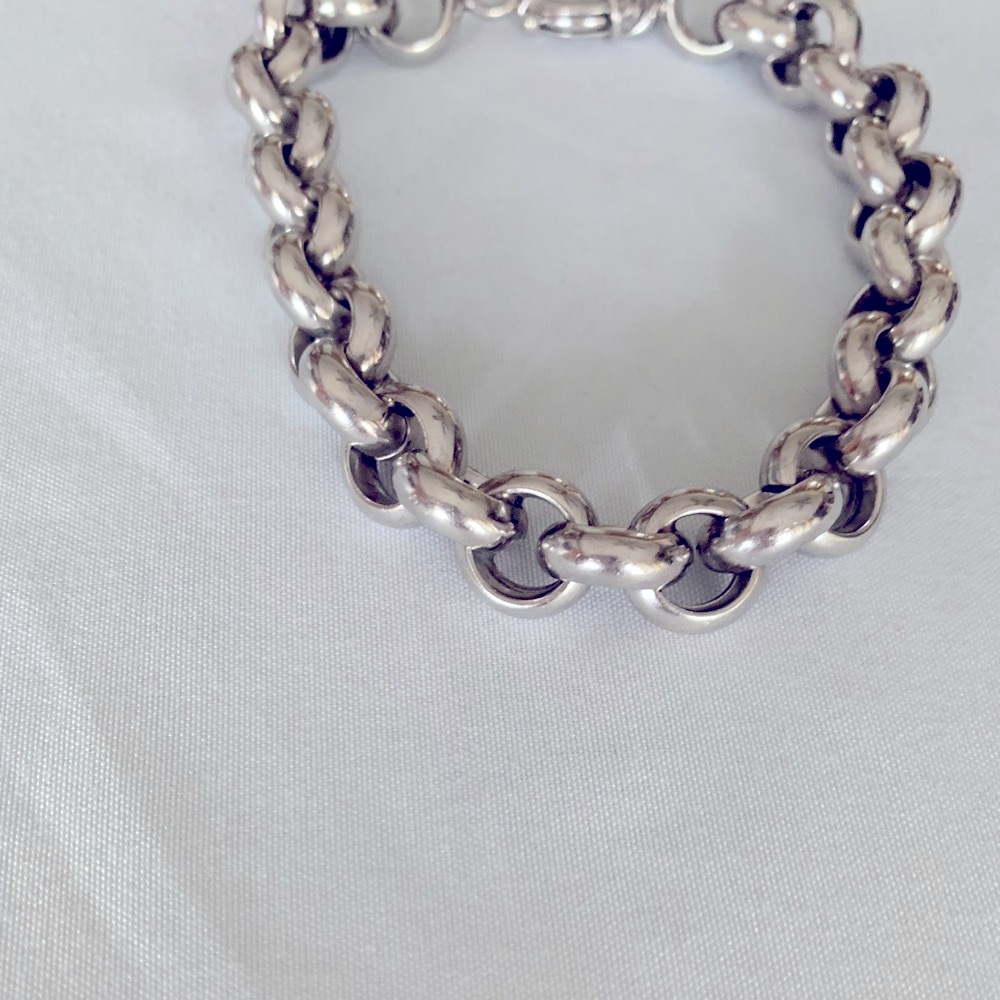 Sterling Silver 925 Robo Medium Link Sterling Bracelet Trigger Latch For Secure - Picture 11 of 13